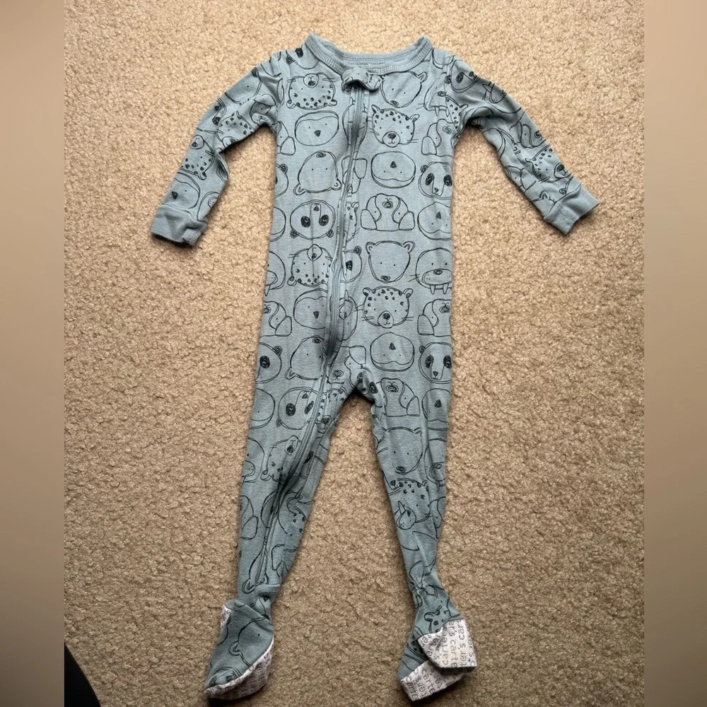 Carter's Blue Animal Print Baby Boy Footsie Pajamas 18M